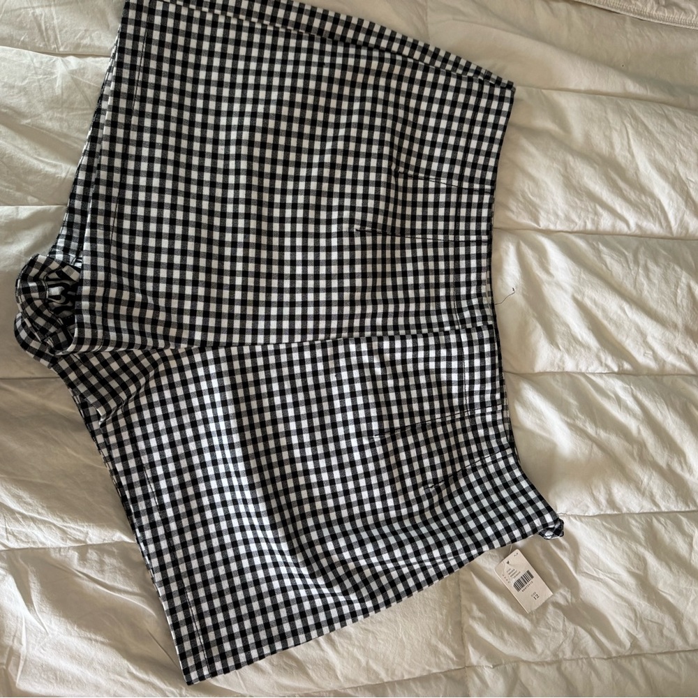 Maeve Black and White Checkered Shorts